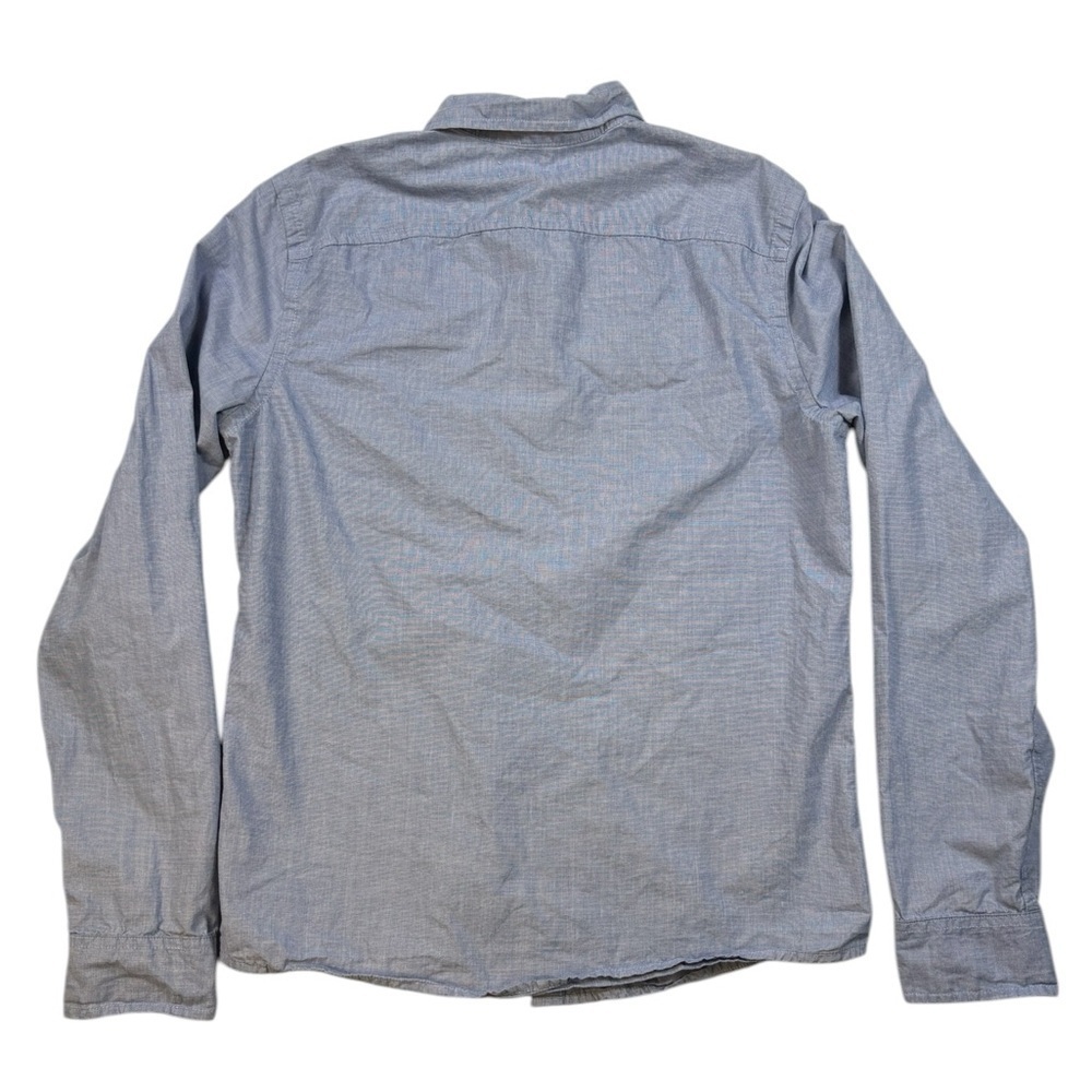 Abercrombie Kids Blue Long Sleeve Muscle Button Front Moose Logo Oxford Shirt - Picture 5 of 7